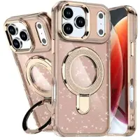 Mtp Products iPhone 17 Pro Glitter Hybrid-deksel med kickstand - MagSafe-kompatibel - Ørkengull