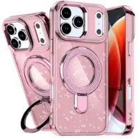 Mtp Products iPhone 17 Pro Max Glitter Hybrid-deksel med kickstand - MagSafe-kompatibel - Rosa