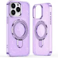 Mtp Products iPhone 16 Pro Max Glitter Hybrid-deksel med kickstand - MagSafe-kompatibel - Lilla