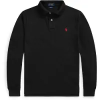 Ralph Lauren for man. 710681126037 Slim fit long sleeve piqué polo shirt black (M), Casual, Cotton