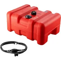 Vevor Marine Drivstofftank, 14,53 Gallon/55L, Bærbar Båtdrivstoffgasstank for utenbordsmotorbåter, Plastic Marine Båt Drivstofftank med slange, Enkel å bære for Yacht, Fiskebåt, Dekksbåt, Rød