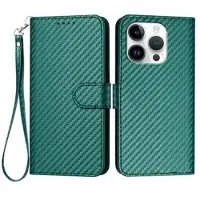 Mtp Products iPhone 16 Pro Premium lommebokveske med stropp - karbonfiberstruktur - Karbongrønn