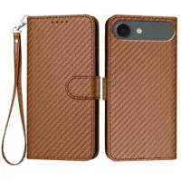 Mtp Products iPhone Air Premium lommebokveske med stropp - karbonfiberstruktur - Karbonkaffe