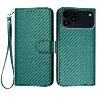 Mtp Products iPhone 17 Pro Max Premium lommebokveske med stropp - karbonfiberstruktur - Karbongrønn