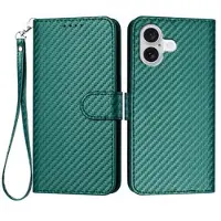 Mtp Products iPhone 17 Premium lommebokveske med stropp - karbonfiberstruktur - Karbongrønn