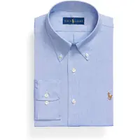 Ralph Lauren for man. 712870507002 Custom Fit Oxford Shirt blue (37), Casual, Cotton, Classic, Long sleeve