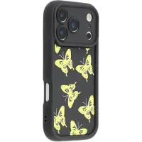 Mtp Products iPhone 17 Pro TPU-deksel med sommerfugltrykk - Gul / svart