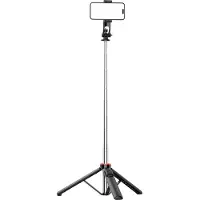 24hShop Selfie-stang med stativ og teleskophåndtak, 1,3 m med 1/4 gjenger - svart