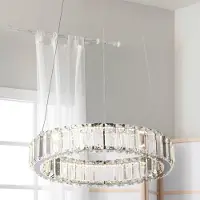Searchlight LED-hengelampe Filumena, grå/klar, metall/glass, Ø 35 cm