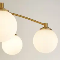 Searchlight Taklampe Feylinn, hvit/messing, glass, Ø 75 cm, 6 lyskilder.