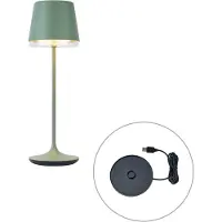 QAZQA Bordlampe grønn inkl. LED IP65 oppladbar med ladestasjon - Bass