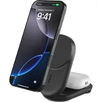 Belkin UltraCharge - Trådløst ladestativ - 2-i-1, Qi2, magnetisk, sammenleggbar + AC-strømadapter - 25 watt - Fast Charge (USB-C) - svart