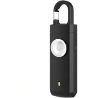 INF Oppladbar 130dB Personlig Sikkerhetsalarm med LED-lys - Anti-Ulve Nød-Nøkkelringalarm Black