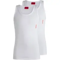 HUGO for man. 50469778 Pack of 2 white logo vests (L), Homewear, Cotton
