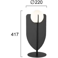 VIOKEF Bordlampe Fedora, høyde 42 cm, svart, metall/glass