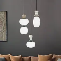 VIOKEF LED-pendellampe Gemma, Ø 38 cm, fargerik, glass/keramikk, 3 lyskilder
