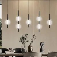 VIOKEF LED-hengelampe Abeona, lengde 105 cm, svart metall, 7 lyskilder