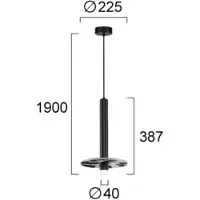 VIOKEF LED-hengelampe Leandros, svart, Ø 40 cm, kunststein/metall