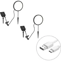 QAZQA Sett med 2 sorte spydlamper 50 cm inkl. oppladbare LED og solcelle IP65 - Adalind