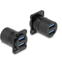 DeLOCK - D-Type - USB-sokkelmekanisme - USB 3.2 Gen 1 - USB - 2 USB-sokler - svart