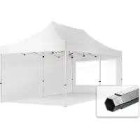 TOOLPORT 3x6 m aluminium, pop up partytelt, 2 sidepaneler, hvit