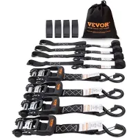 Vevor sperrestropper (4 stk.), maks. bruddstyrke på 5208 lb, inkluderer 4 premium sperrestropper på 1,6" x 8' med polstrede håndtak, for flytting av last, hvitevarer, plenutstyr, motorsykkel