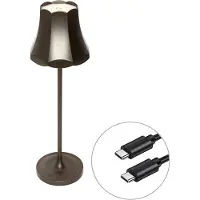 QAZQA Retro bordlampe mørk bronse oppladbar IP44 - Granny