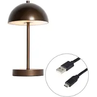QAZQA Bordlampe for utendørs bruk mørk bronse oppladbar inkl. LED 3-trinns dimbar - Keira