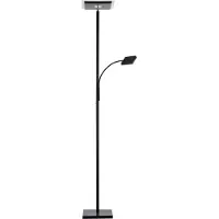 JUST LIGHT Hans LED-gulvlampe med leselampe, kantet, svart