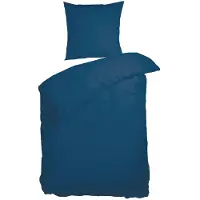 Arctic Ensfarget sengetøy 140x220 cm - Blått sengesett - 100% GOTS økologisk bomull - Kelly Uni Blue - sengetøy