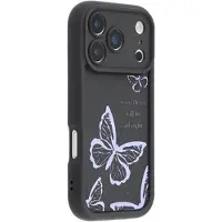 Mtp Products iPhone 17 Pro TPU-deksel med sommerfugltrykk - Lilla / svart