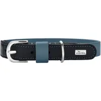 Hunter halsbånd Wolmar BioThane x lær, røykblå/svart - Størrelse S: 45 cm langt, 19 mm bredt