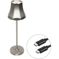 QAZQA Retro bordlampe gunmetal oppladbar IP44 - Granny