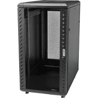 StarTech.com Startech 18U 19 Server Rack Cabinet, 4 Post Adjustable Depth (6-32)Locking Knock Down Network/Computer Equipment Enclosure, Mobile with Glass Door & Casters, HP ProLiant ThinkServer - Data Rack Enclo