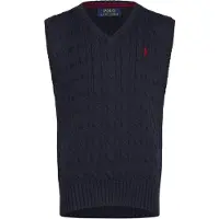 Ralph Lauren for boy. 323702300026 Cable knit cotton vest in navy blue ((L) 10/12años= 150/161cm), Casual, children's fashion