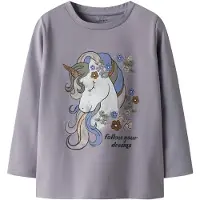 Name it Genser - NmfTulinea - Lavender Grå m. Trykk - - 2 år (92) - Genser