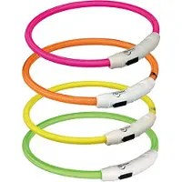 Trixie Flash Light Ring USB Illuminated Dog Safety Collar Orange Size XS-S 7mm 35cm