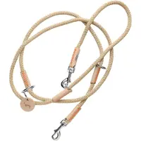 Hunter justerbart hundebånd Malia, beige/natur - 200 cm lang, 10 mm bred