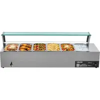 Vevor Commercial Electric Food Warmer Benkeplate Buffet 6*5Qt med glassskjold