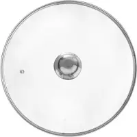 Asrock glasslokk til stekepanne/gryter, universelt lokk med kant i rustfritt stål, varmebestandig glass 32 cm