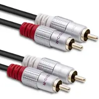 Qoltec - Lydkabel - RCA x 2 hann til RCA x 2 hann - 2 m - svart