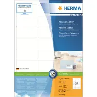Hama Premium - Papir - matt - permanent selv-adhesiv - hvit - 63.5 x 33.9 mm 2400 etikett(er) (100 ark x 24) laminerte adresseetiketter