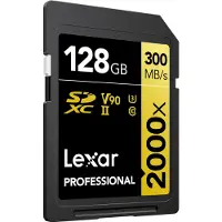 Lexar 2000x, 128 GB, SDHC, Class 10, 300 MB/s, 260 MB/s, Class 3 (U3)
