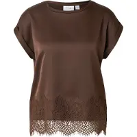 Vila Ellette Full Satin Lace Top Kort Ermet Bluse