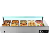 Vevor Commercial Electric Food Warmer Benkeplate Buffet 10*8Qt med glassskjold