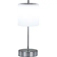 FH Lighting Oppladbar LED-bordlampe Riva nikkel/opal Høyde 34,5 cm