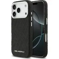Karl Lagerfeld iPhone 17 Pro Grained Repeated Logo MagSafe-deksel - svart