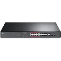 TP-LINK TL-SL1218MP - Switch - ikke-styrt - 16 x 10/100 (PoE+) + 2 x 10/100/1000 + 2 x kombo-Gigabit SFP - rackmonterbar (192 W)