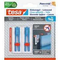 TESA Powerstrips selvklebende spiker, for tapet og gips, 1,0 kg for lerret og spennrammer, høydejusterbar, - 1 stk (77778-00000-00)
