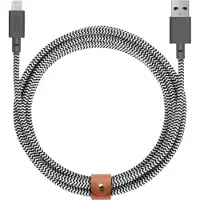 Native Union BELT-KV-L-ZEB-3, 3 m, Lightning, USB A, Hankjønn, Hankjønn, Sort, Hvit